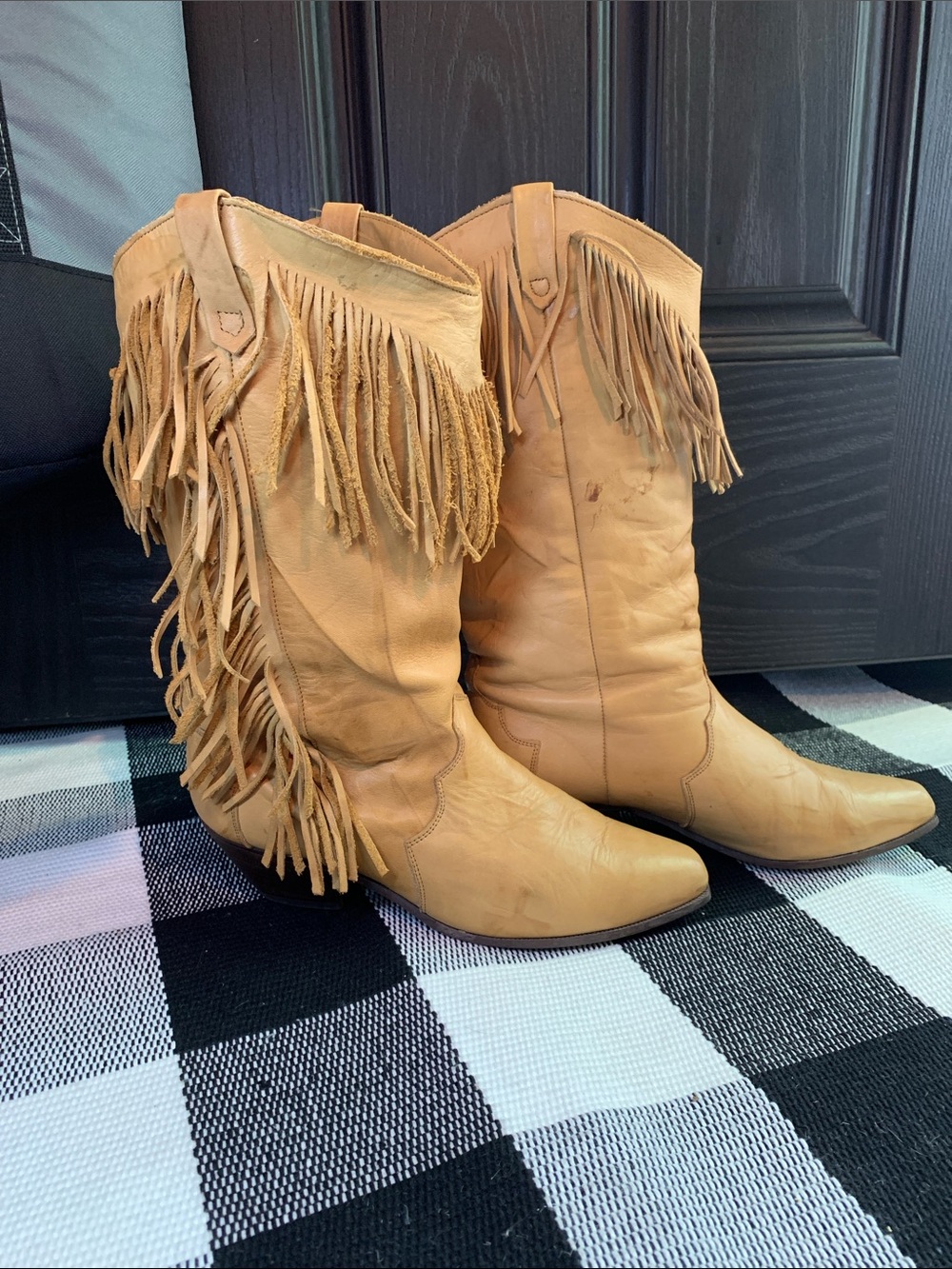 Vintage dingo Tan Fringe Western Heeled Cowgirl Boots